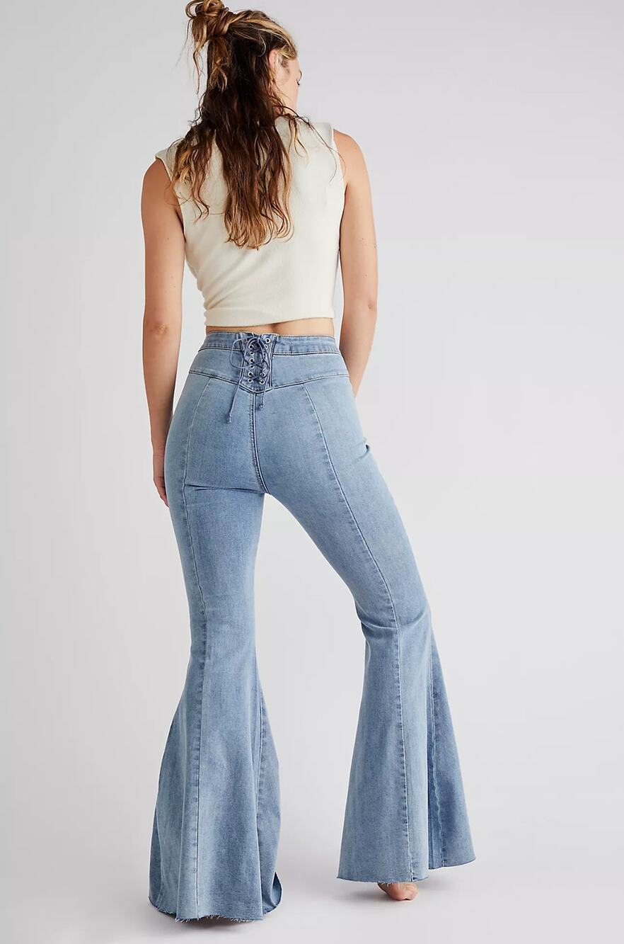 New We the free CRVY High-Rise Lace-Up Flare Jeans - 29 short